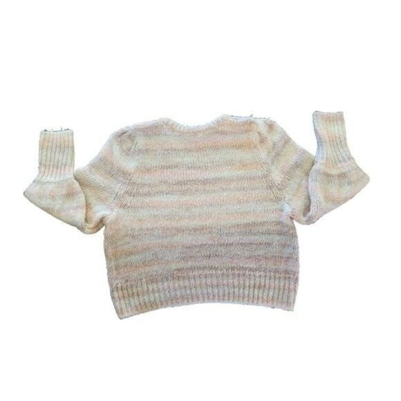 New Womens Peach Pink Striped  Long‎ Sleeve Cropped Sweater Review Measurements - Picture 11 of 12
